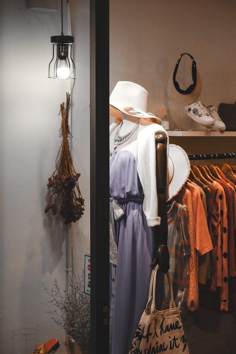 Stylish mannequin showcasing elegant apparel at a fashion boutique in Taipei.
